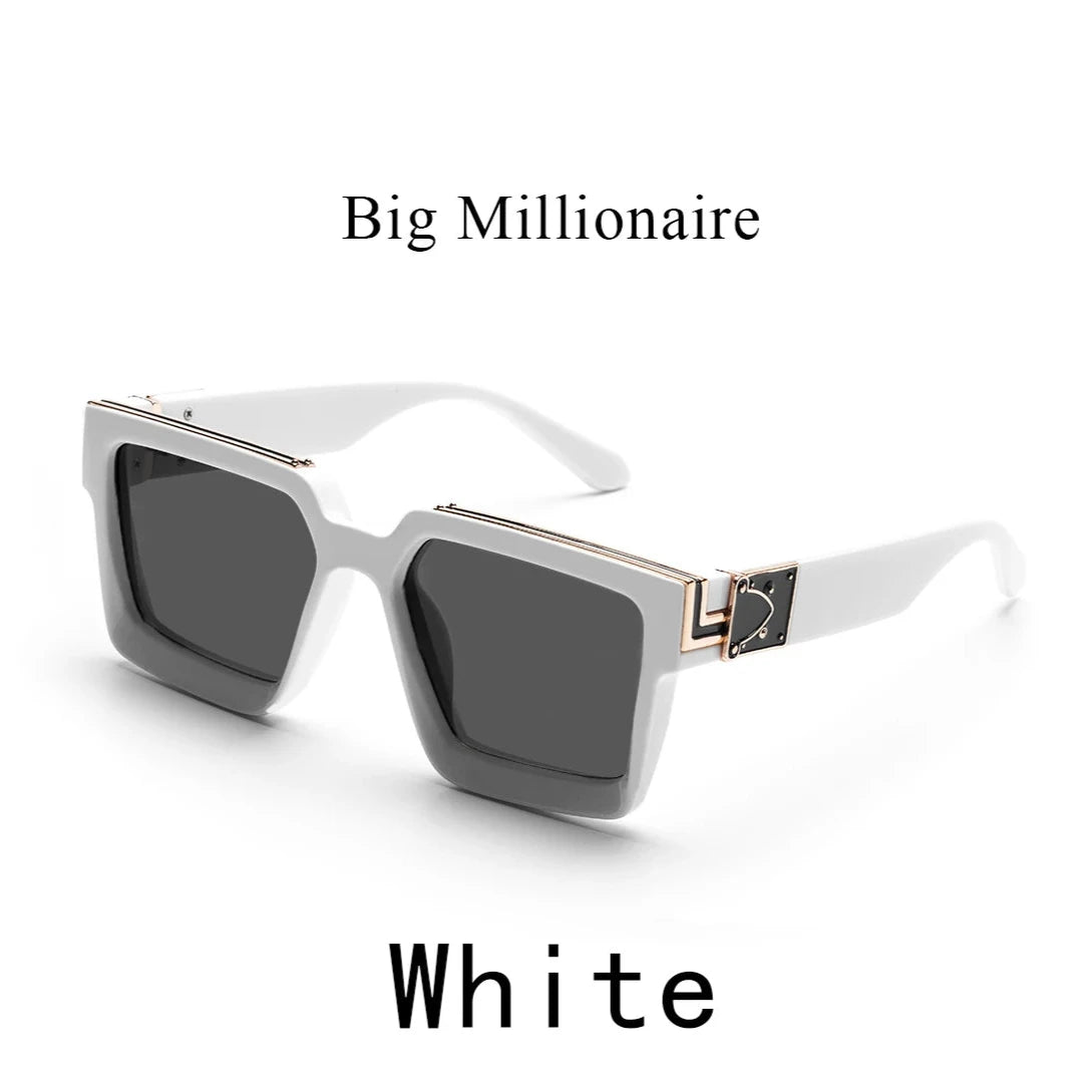 Vintage Square - Retro Black Millionaire Shades Luxury Designer Sunglasses