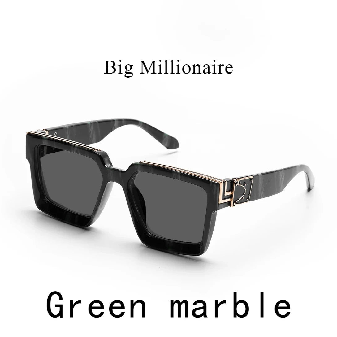 Vintage Square - Retro Black Millionaire Shades Luxury Designer Sunglasses