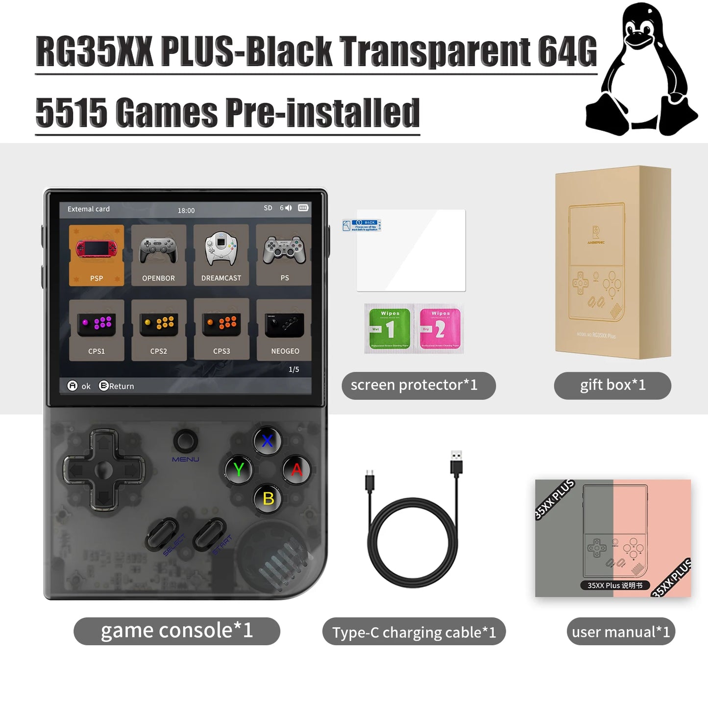 G35XX+ - Retro Handheld Video Game Console Open Source Linux System 64GB