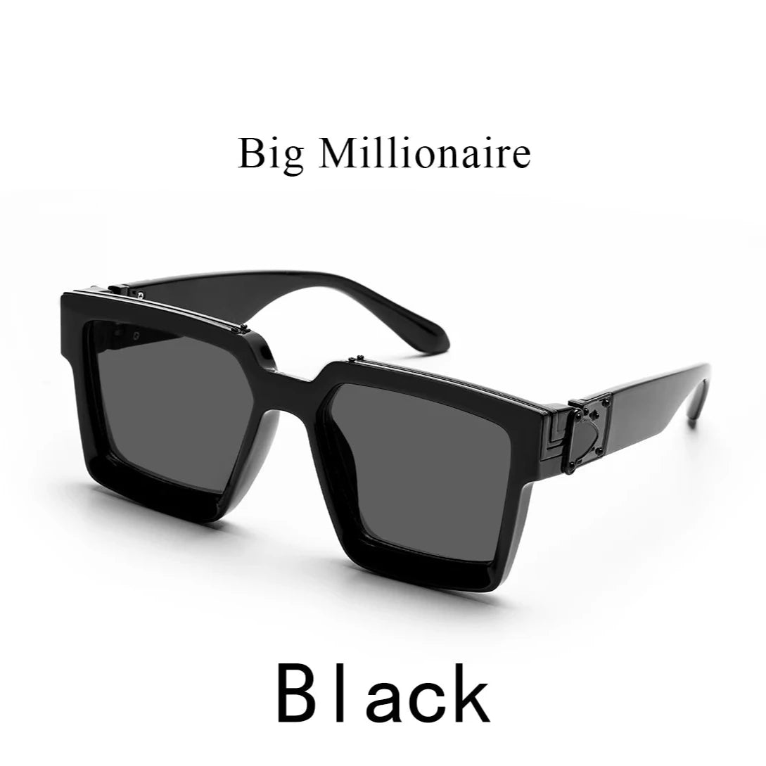 Vintage Square - Retro Black Millionaire Shades Luxury Designer Sunglasses