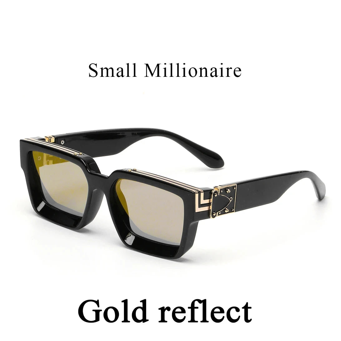 Vintage Square - Retro Black Millionaire Shades Luxury Designer Sunglasses