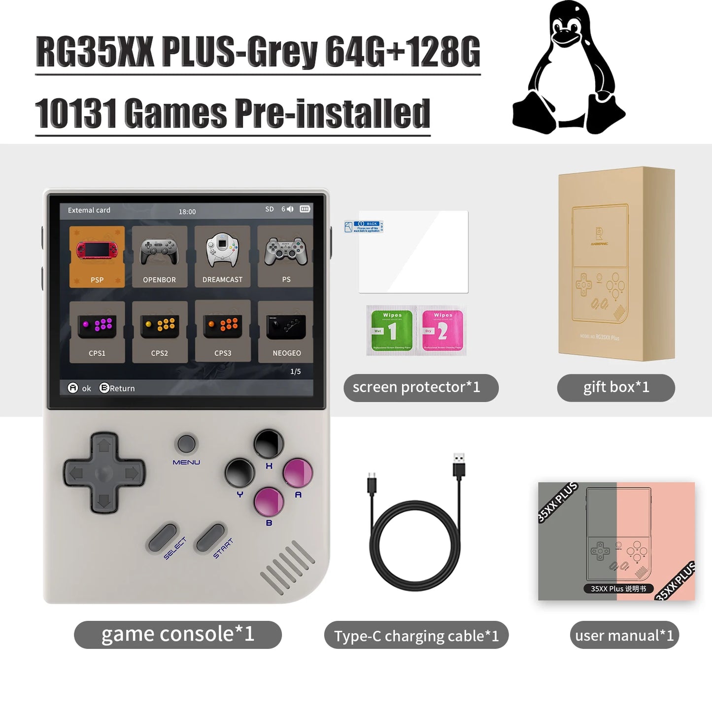 RG35XX+  - Retro Handheld Video Game Console Open Source Linux System 128GB