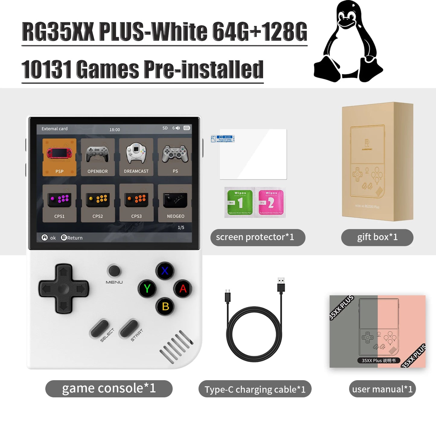 RG35XX+  - Retro Handheld Video Game Console Open Source Linux System 128GB