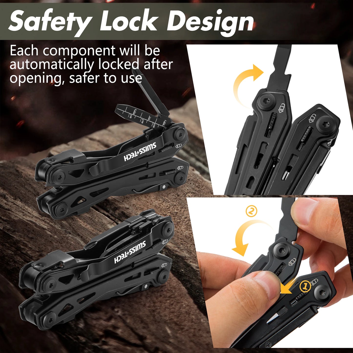 Swiss Tech - 16 in 1 Multitool for Men Survival / Camping / Outdoor Tool