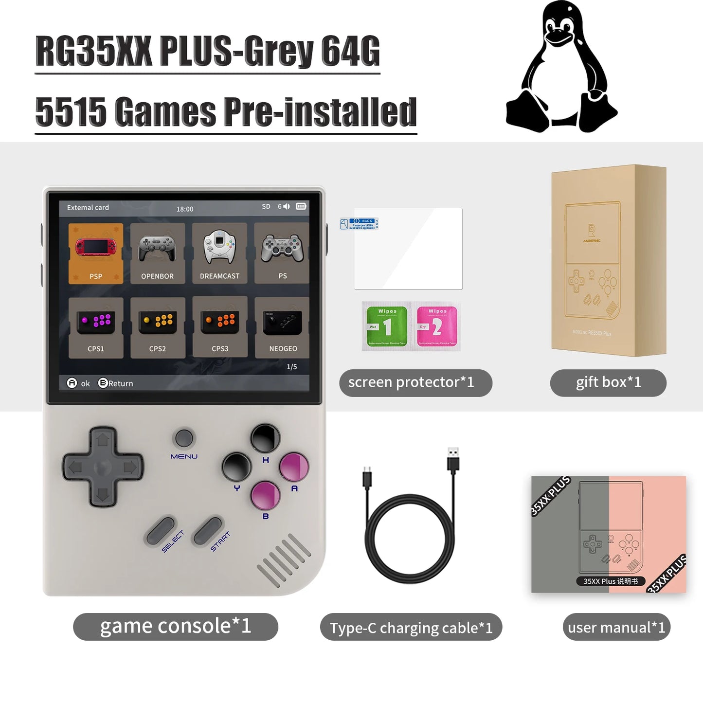 G35XX+ - Retro Handheld Video Game Console Open Source Linux System 64GB