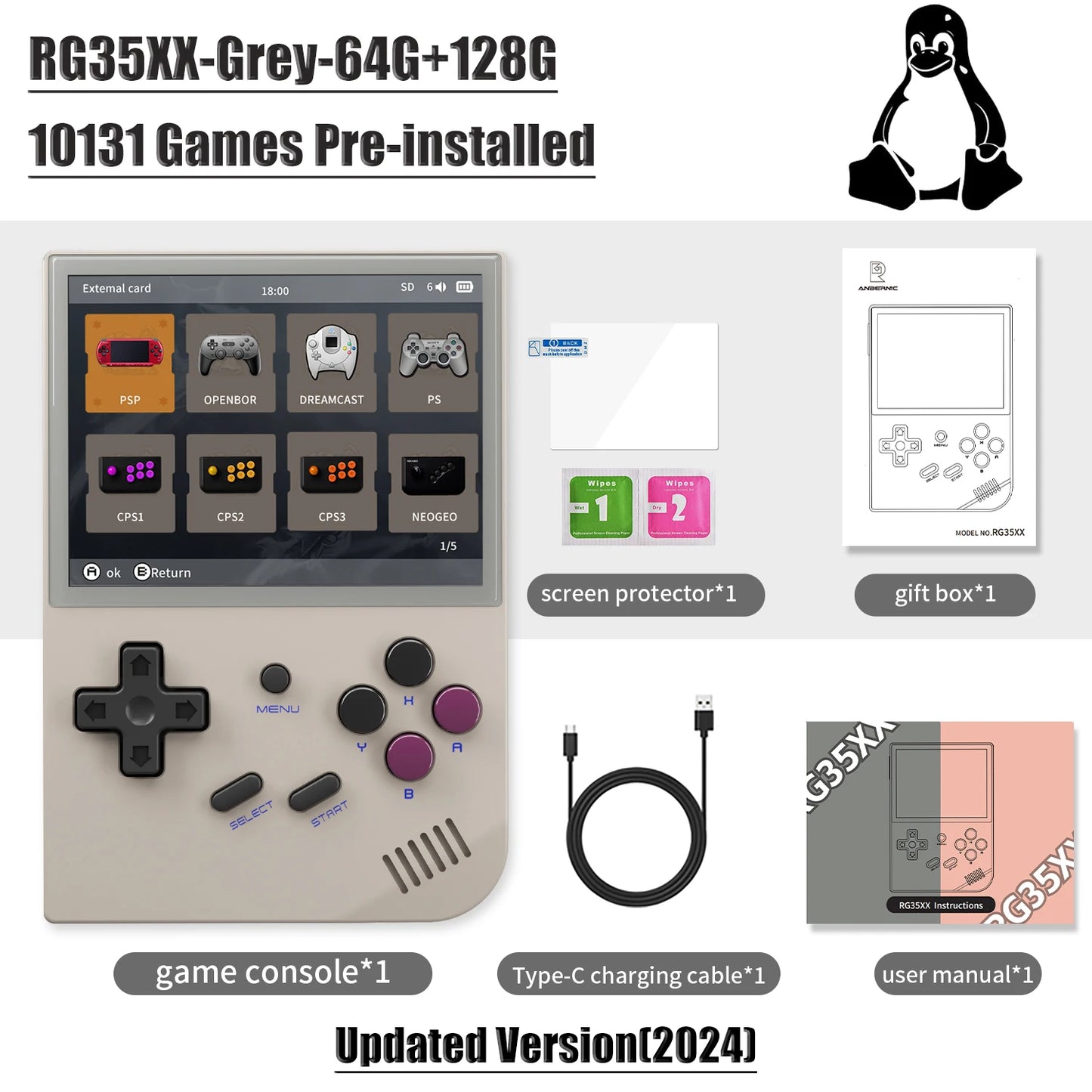 RG35XX+  - Retro Handheld Video Game Console Open Source Linux System 128GB