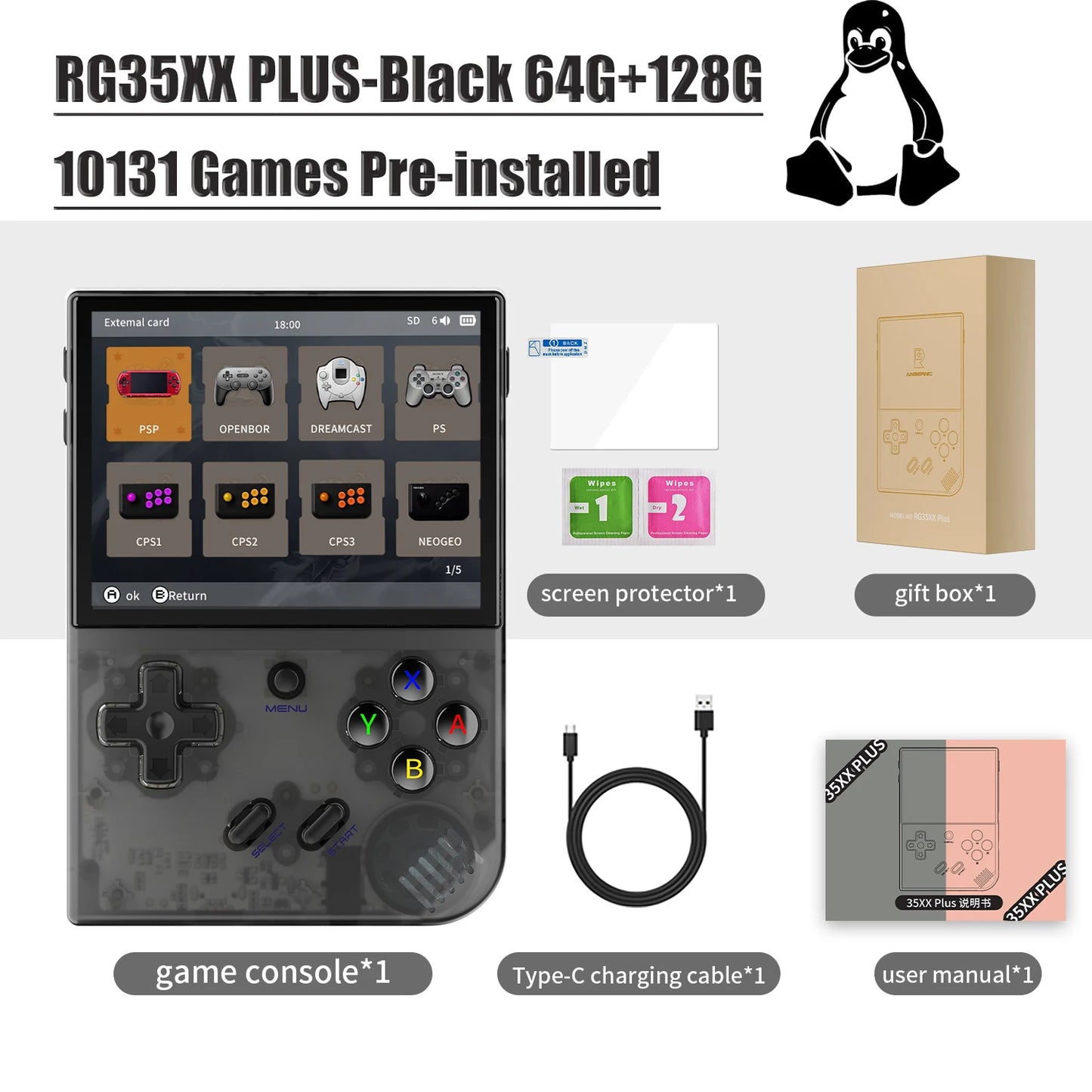 RG35XX+  - Retro Handheld Video Game Console Open Source Linux System 128GB