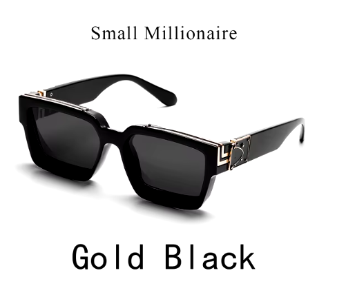 Vintage Square - Retro Black Millionaire Shades Luxury Designer Sunglasses