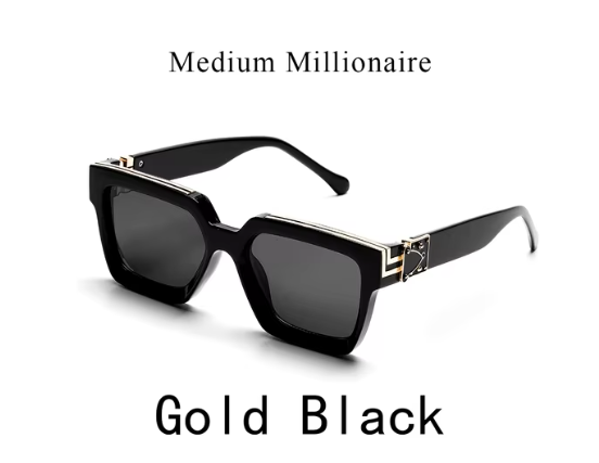 Vintage Square - Retro Black Millionaire Shades Luxury Designer Sunglasses